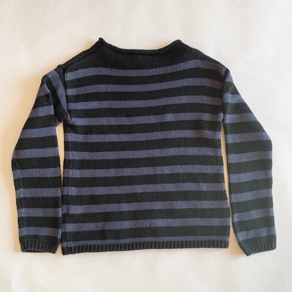 J . Crew Crewcuts Boys Long Sleeve Striped Sweater Navy Blue Sz 6/7 - Picture 4 of 6